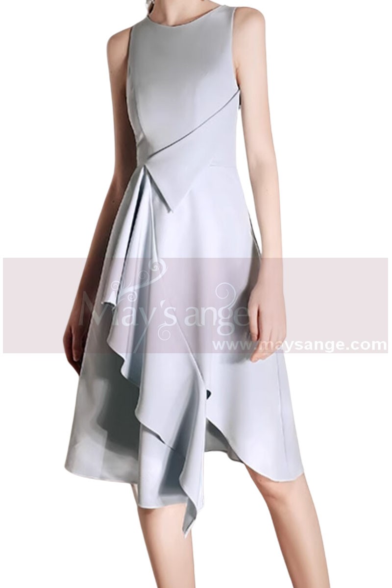 Robe cocktail courte gris argenté chic - Ref C2071 - 01