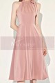 Robe cocktail rose poudre noeud - Ref C2072 - 04