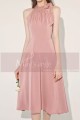 Robe cocktail rose poudre noeud - Ref C2072 - 05