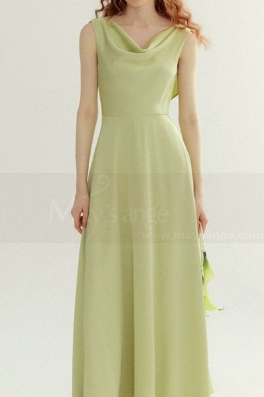 Robe cocktail long vert sauge glamour - C3026 #1