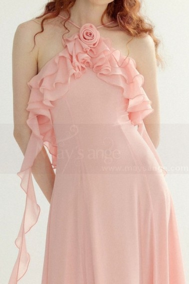 Robe longue rose fleure chic - C3027 #1