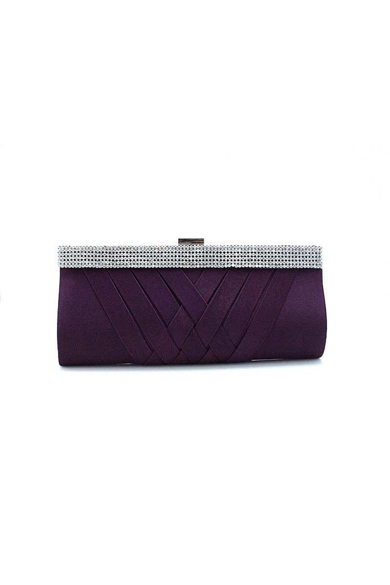 Purple evening pouch with rhinestone - Ref SAC252 - 01