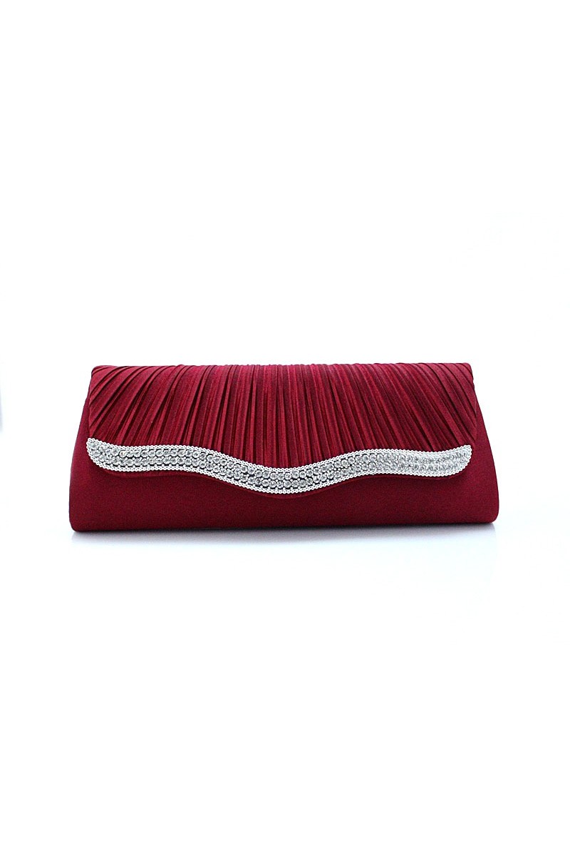 Sac de soirée rouge vague strass - Ref SAC255 - 01 Sac de soirée rouge vague strass - Ref SAC255 - 01