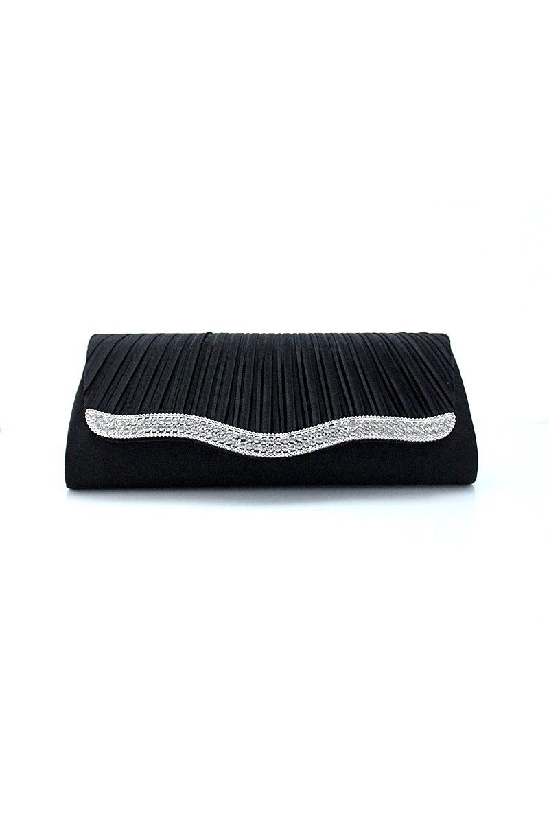 Jolie pochette noire strass vague - Ref SAC256 - 01 Jolie pochette noire strass vague - Ref SAC256 - 01