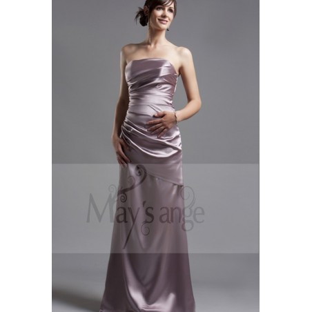 Silver Formal Gown In Shiny Satin
