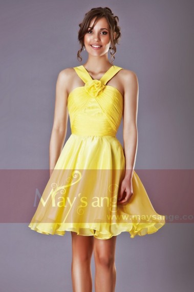 Cocktail dress passiflore jaune - C205 #1