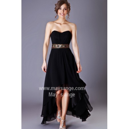 Robe de cocktail Bustier noire dorée