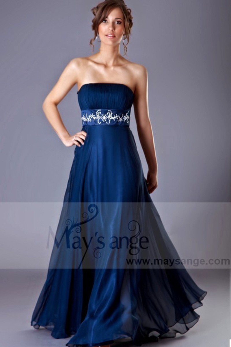 Robe de soirée longue Coeur discret Bleue - Ref L048 - 01 Robe de soirée longue Coeur discret Bleue - Ref L048 - 01