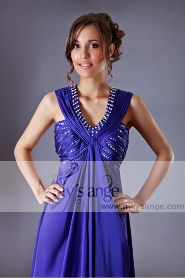 Evening dress Purple in satin with beautiful glitter - L142 #1