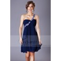 Open Back Navy Blue Cocktail Dress With One Strap - Ref C155 - 02