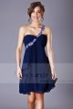 Open Back Navy Blue Cocktail Dress With One Strap - Ref C155 - 02