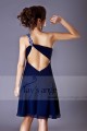 Robe de cocktail Cascade de fleur bleu nuit - Ref C155 - 03