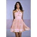 Beautiful Neck Collar Short Pink Birthday Dresses Draped Top - Ref C049 - 02