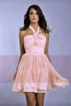 Beautiful Neck Collar Short Pink Birthday Dresses Draped Top - Ref C049 - 02