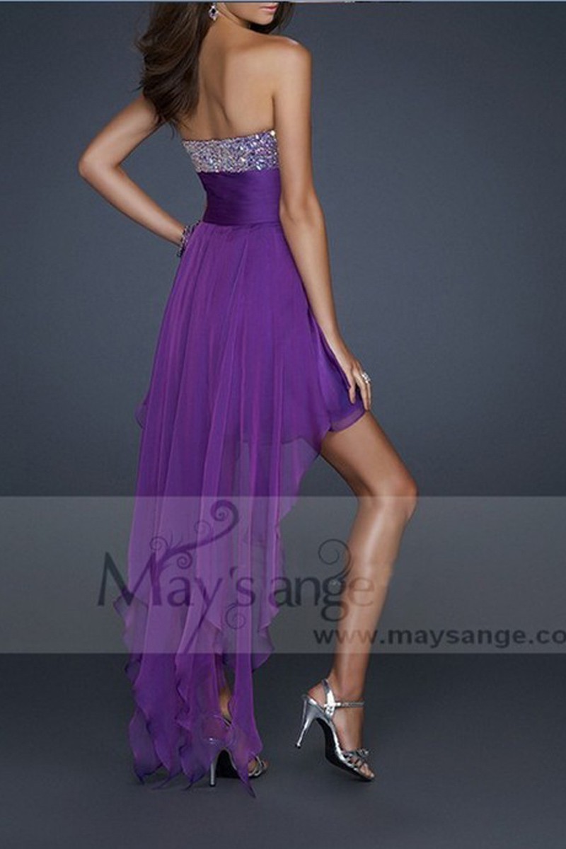 Best Violet Asymmetrical Prom Dress With Sexy Sparkling Top
