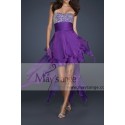 Best Violet Asymmetrical Prom Dress With Sexy Sparkling Top - Ref C220 - 02