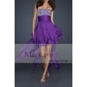 Robe De Cocktail Sheik Asymétrique Violet Bustier Etincelant - Ref C220 - 02