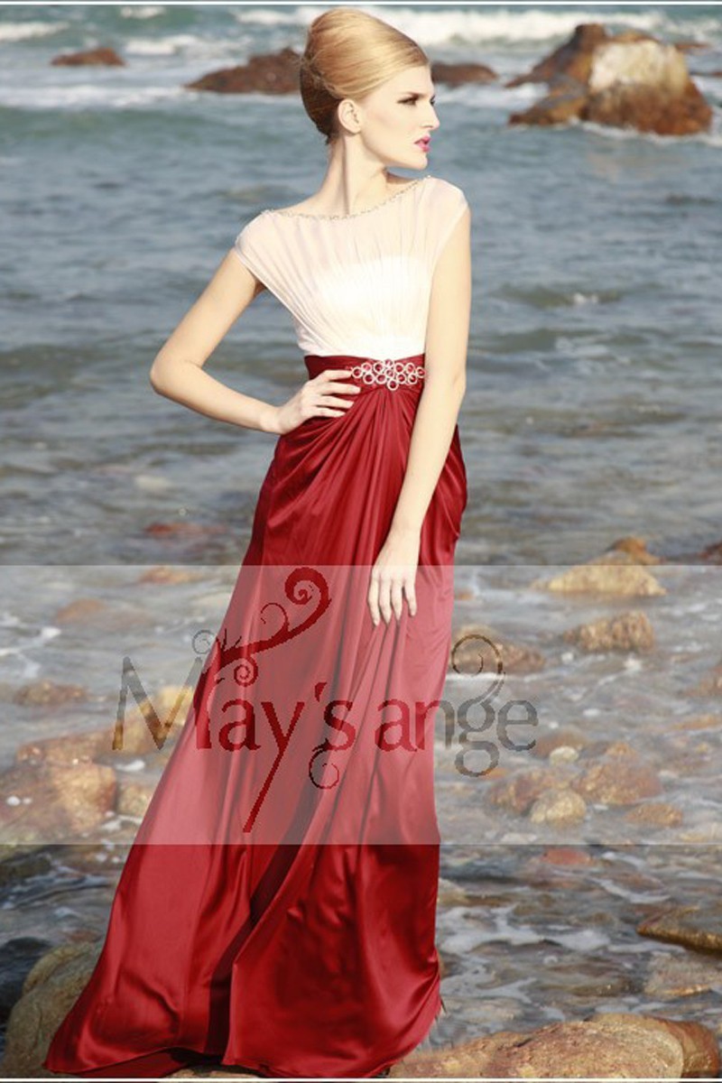 Formal evening dress Chic Madam red and white - Ref L041 - 01