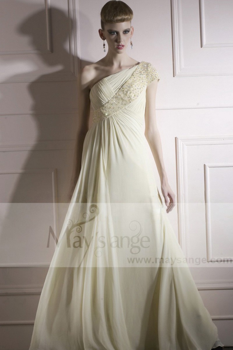 Chiffon Long Length Sparkling One Shoulder Asymmetrical Dress - Ref L233 - 01