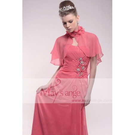 Robe Bustier Rose Longue Pour Cocktail Avec Une Petite Cape