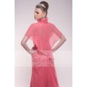 Robe Bustier Rose Longue Pour Cocktail Avec Une Petite Cape - Ref L237 - 03