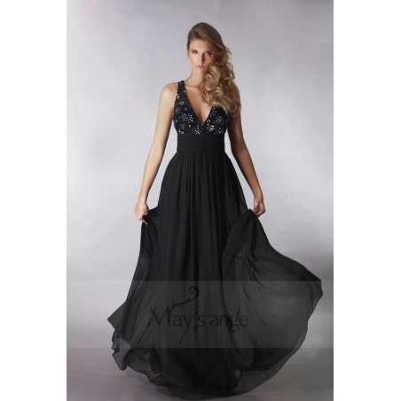 Robe de soirée noire dos nu Nougatine