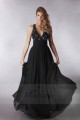 Black Sleeveless Floor-Length Lace Bodice Evening Dress - Ref L191 - 02