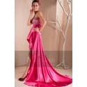 Robe rose perlé fuchsia de soirée avec traîne et sequins sur la poitrine - Ref C223 - 03