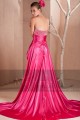 Robe rose perlé fuchsia de soirée avec traîne et sequins sur la poitrine - Ref C223 - 04