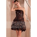 Short Strapless Brown Party Dress With Flowers - Ref C224 - 02