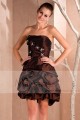Short Strapless Brown Party Dress With Flowers - Ref C224 - 04