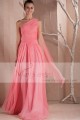 Evening gown dress Orange Coral with one veil strap - Ref L240 - 02