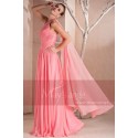 Evening gown dress Orange Coral with one veil strap - Ref L240 - 03
