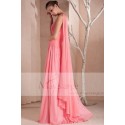 Evening gown dress Orange Coral with one veil strap - Ref L240 - 04