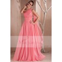 Evening gown dress Orange Coral with one veil strap - Ref L240 - 05