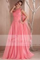 Evening gown dress Orange Coral with one veil strap - Ref L240 - 05