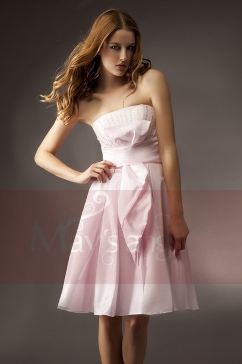 Robe de cocktail bustier bouton de rose - Ref C011 - 01 Robe de cocktail bustier bouton de rose - Ref C011 - 01