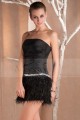 Short Prom Sheath Black Dress With Feathered skirt - Ref C231 - 03