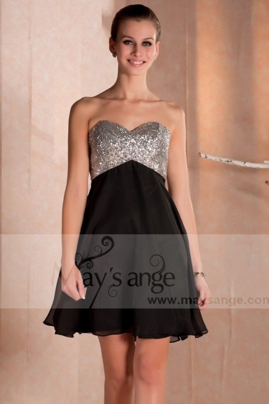 Skyfall Black Homecoming Dress With Sequin bodice - C233 #1