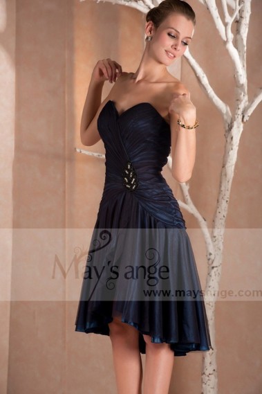 Short Strapless Navy Blue Cocktail Dress