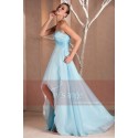 Blue Strapless High-Low Prom Dress With Glitter Sweetheart Bodice - Ref C235 - 05