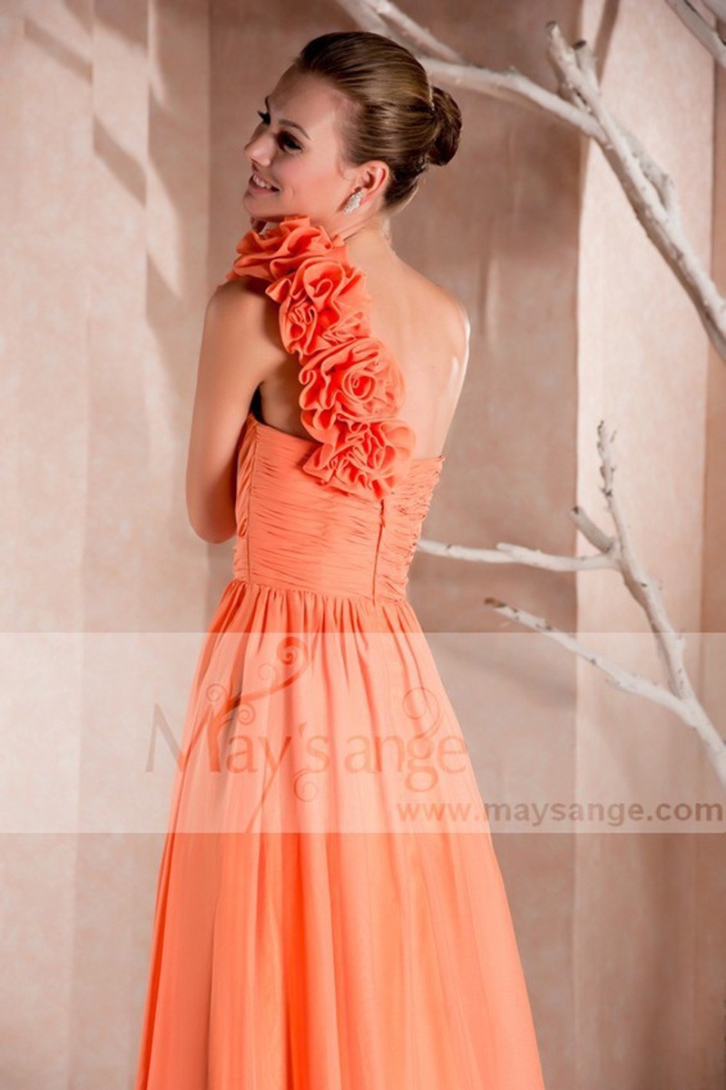 Robe Dahlia de soirée longue orangée - Ref L246 - 01 Robe Dahlia de soirée longue orangée - Ref L246 - 01