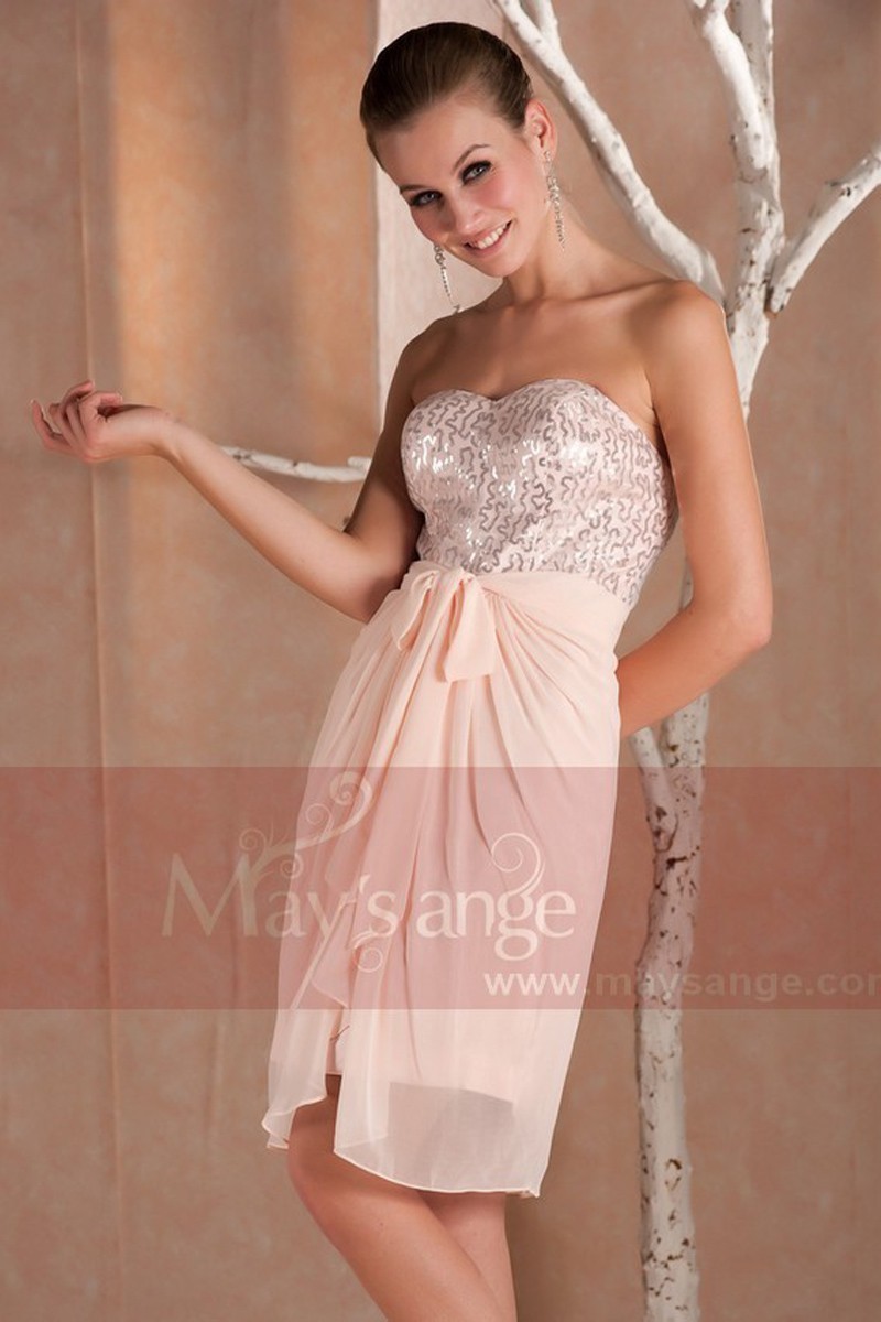 Tenue cortège mariage mousseline rose bella - Ref C238 - 01