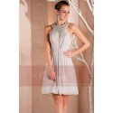 Short Chiffon A-Line Homecoming Party Dress With Glitter Necklace - Ref C239 - 02
