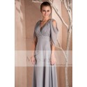 Robe longues de soirée gris Kate avec manches ajourées - Ref L257 - 02