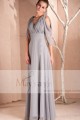 Robe longues de soirée gris Kate avec manches ajourées - Ref L257 - 03