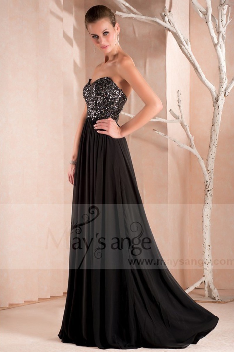 Robe de soirée longue noire Dark Angel bustier cœur - Ref L261 - 01 Robe de soirée longue noire Dark Angel bustier cœur - Ref L261 - 01