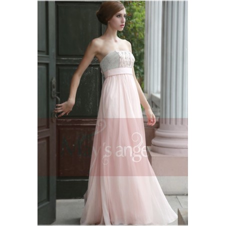 Robe de baptême Cristal de soirée rose bustier