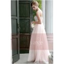 Long evening dress bustier Crystal salmon pink with glitters - Ref L052 - 03
