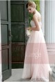 Long evening dress bustier Crystal salmon pink with glitters - Ref L052 - 03